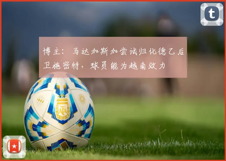 博主：马达加斯加尝试归化德乙后卫施密特，球员能为越南效力